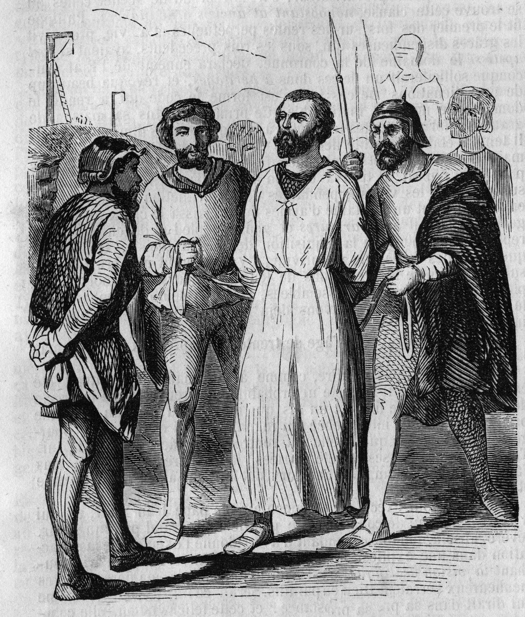 Enguerrand de Marigny kamerheer en minister van koning Filips IV de Schone op weg naar de marteling in 1315. Gravure uit de 19e eeuw. door French School