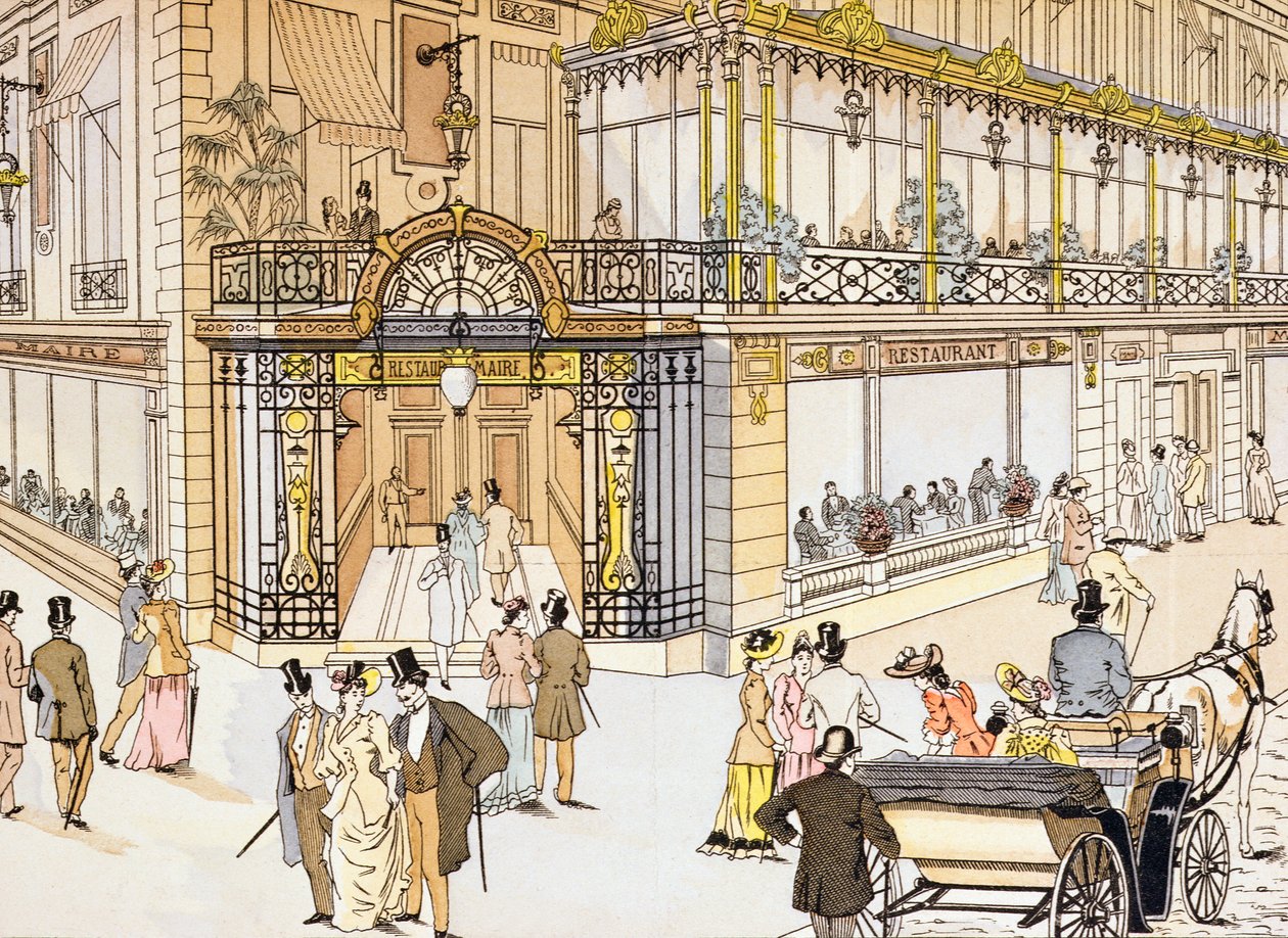 Ingang van het Le Maire restaurant in Parijs, ca. 1895 door French School