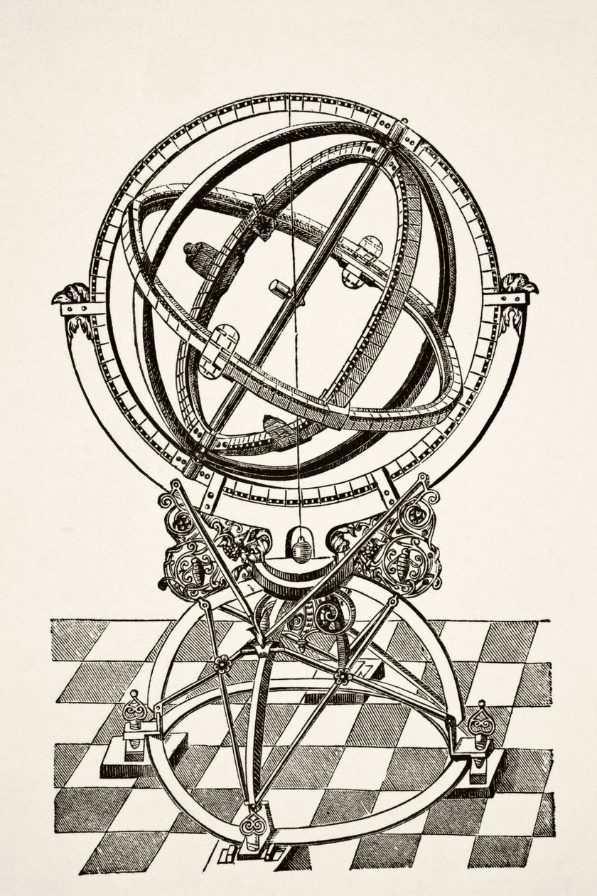 Equatoriale ringen of cirkels, naar kopergravure in het boek 