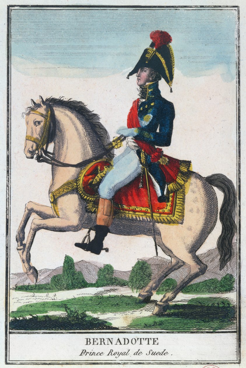 Ruiterportret van Charles Jean Baptiste Bernadotte, begin 19e eeuw door French School