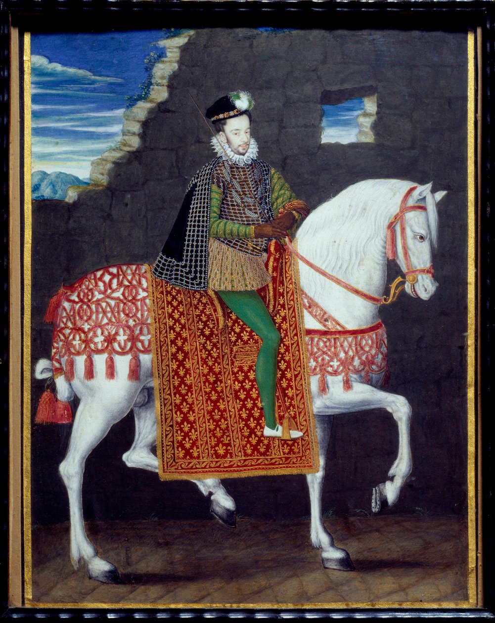 Ruiterportret van Hendrik III, koning van Frankrijk door French School