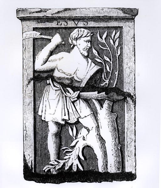 Esus, de grote god van de natuur, illustratie uit Wetenschap en Literatuur in de Middeleeuwen en Renaissance, geschreven en gegraveerd door Paul Lacroix, 1878 door French School