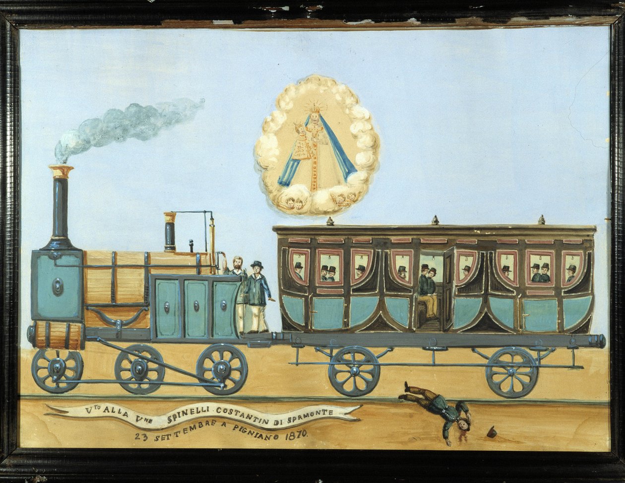 Ex-voto voor iemand die uit een trein is gevallen - Notre-Dame de Laghet door French School