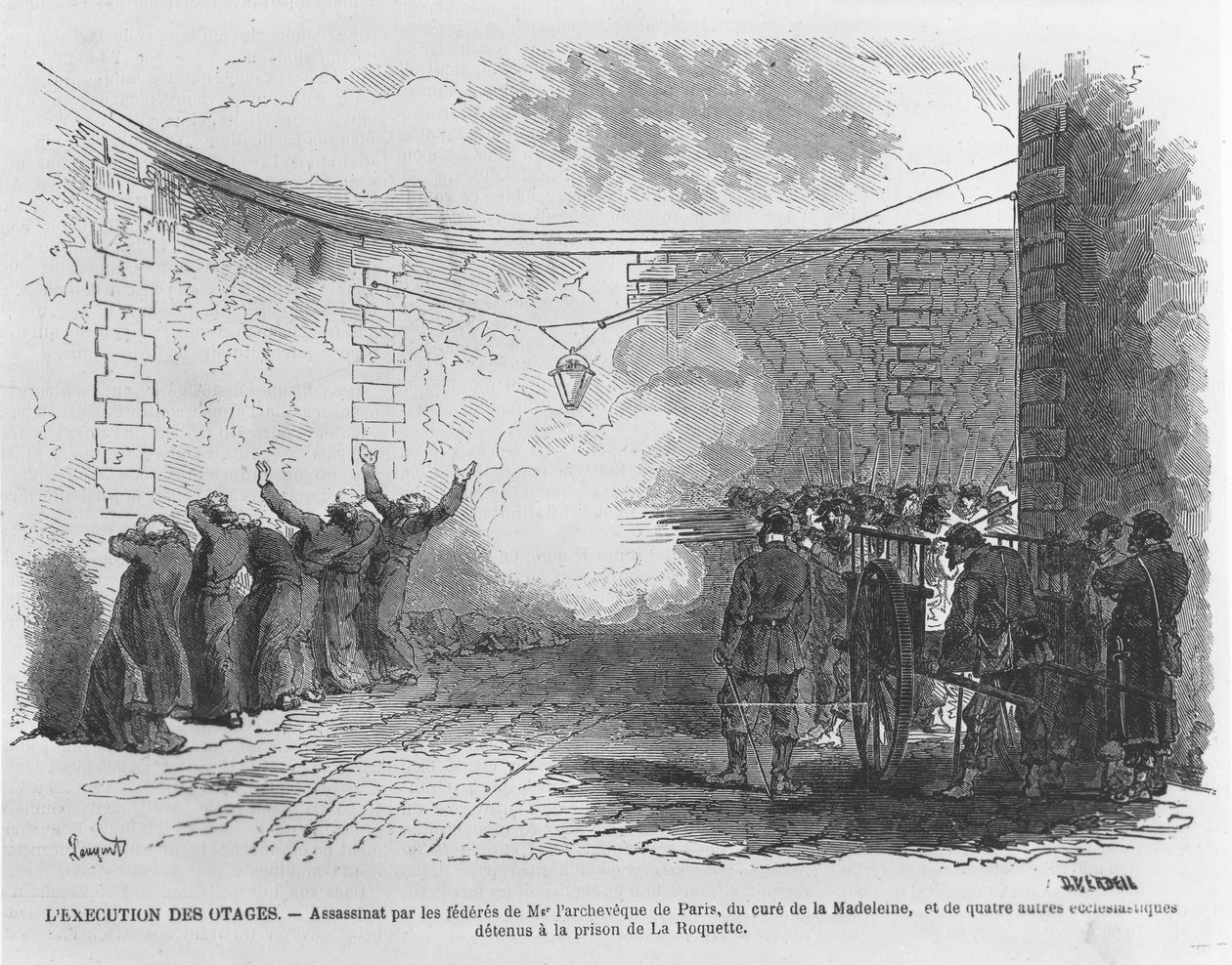 Executie van Georges Darboy, 24 maart 1871 (gravure) door French School