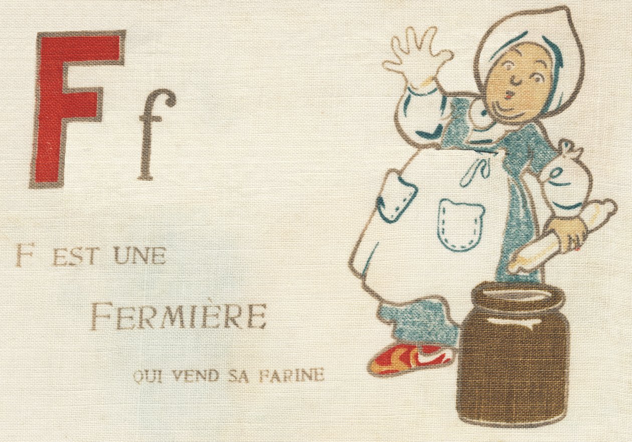 F is een boerin die haar meel verkoopt. door French School