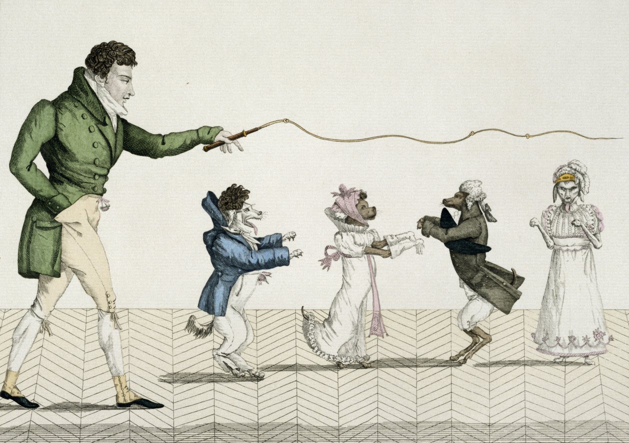 Modieuze Honden, plaat 35 uit Le Bon Genre, 1808 door French School