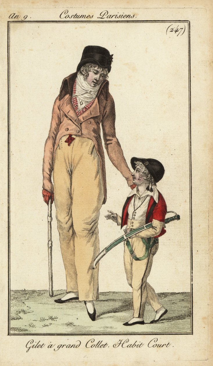 Modieuze heer of Incroyable met knuppel, Parijs door French School