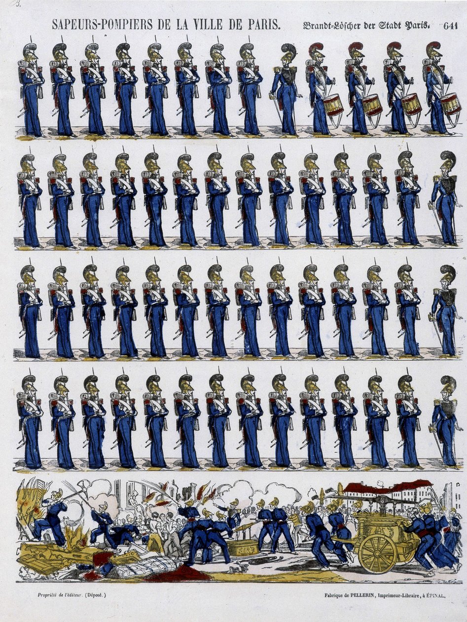 Brandweerlieden van de stad Parijs - Beeld van Epinal, circa 1852 door French School