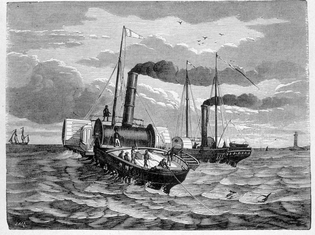 Eerste poging tot installatie van een elektrische geleider van Dover naar Calais (1851) - in 