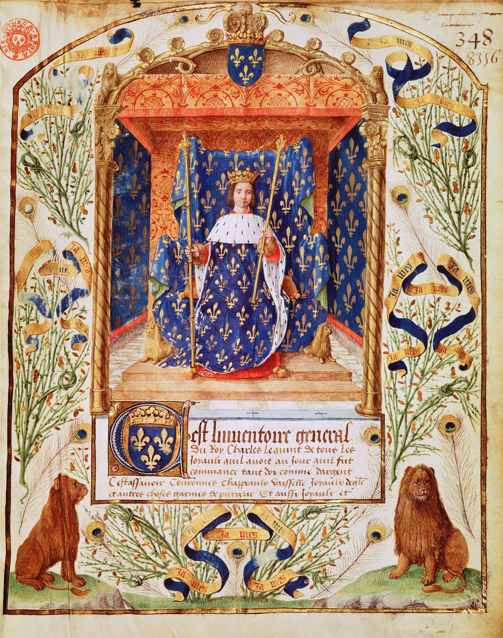 Fr 2705 f.C Frontispice van een inventaris van de schat van Karel V van Frankrijk, 1379 door French School