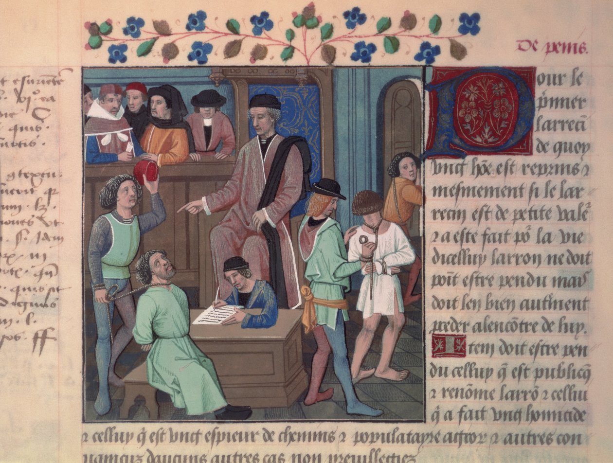Fr 4367 f.55v Een Rechter die Gevangenen Onderzoekt door French School