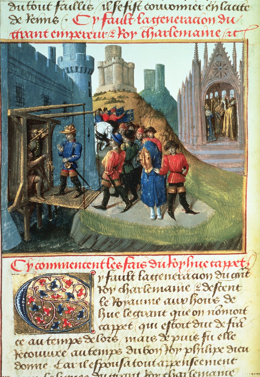 Hugues Capet, hertog van Frankrijk en bisschop Asselin door French School