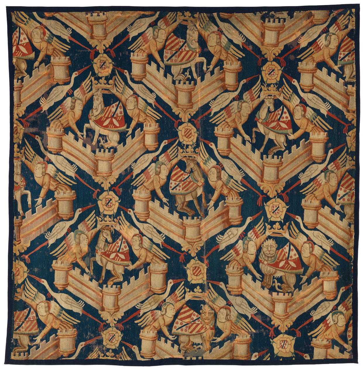 Fragment van een heraldisch tapijt met de Wapens van Beaufort, Turenne en Comminges, gemaakt in Parijs of Arras door French School