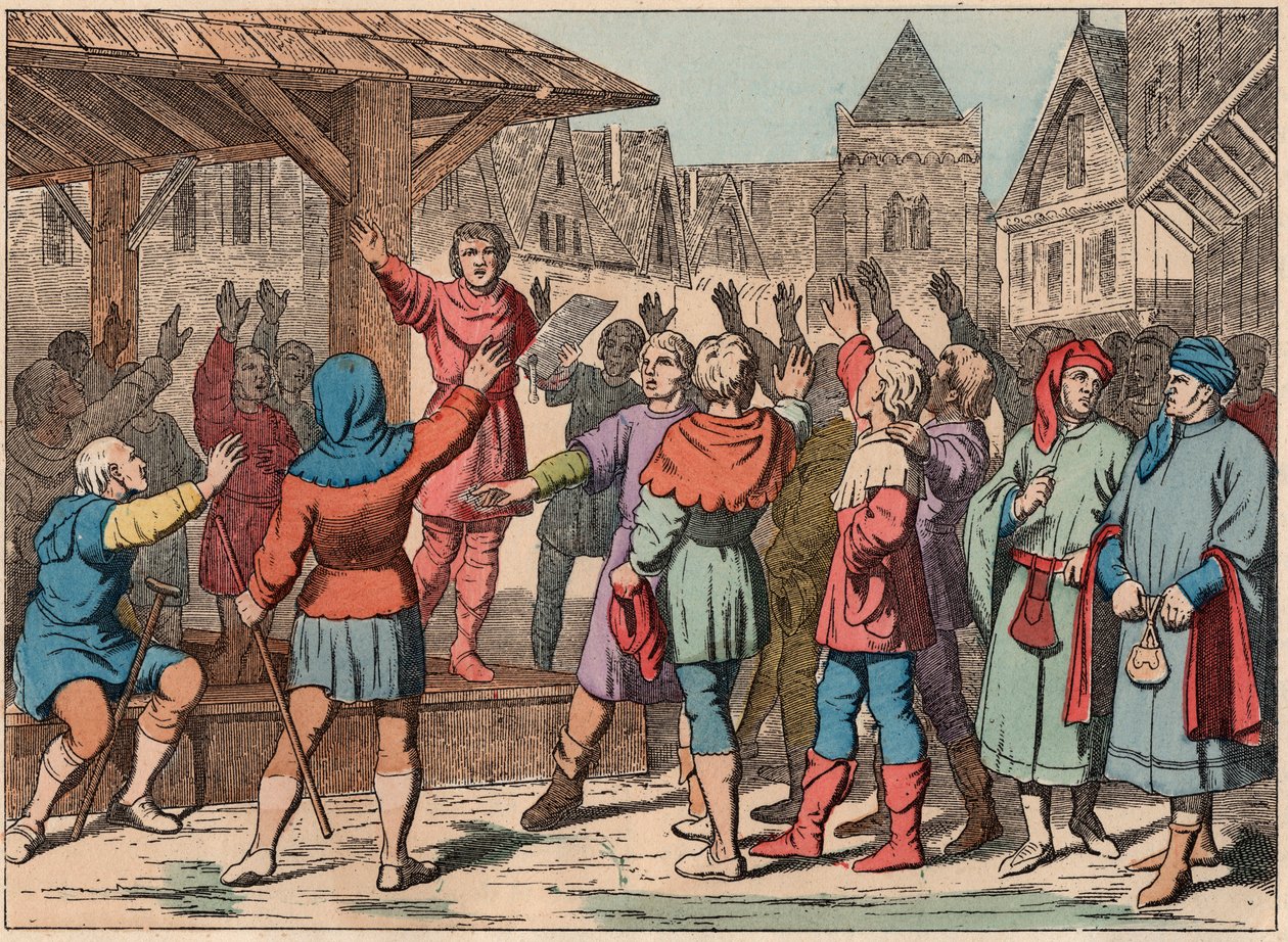 Frankrijk in de Middeleeuwen: de gemeenten - Gemeentelijke Charter - Eed - Gravure van het einde van de 19e eeuw in 