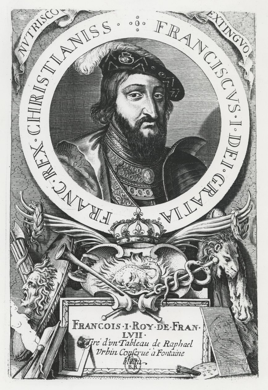 Francis I van Frankrijk (gravure) door French School