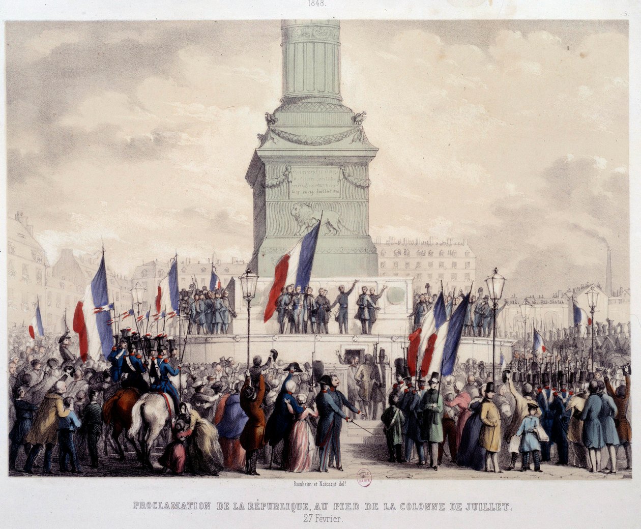 Franse Revolutie van 1848: proclamatie van de Tweede Republiek door French School