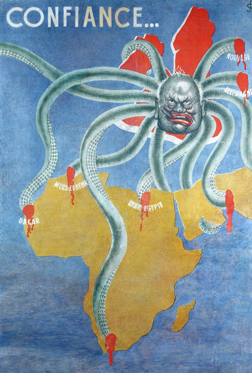 Franse propaganda waarschijnlijk geproduceerd in Vichy Frankrijk door French School