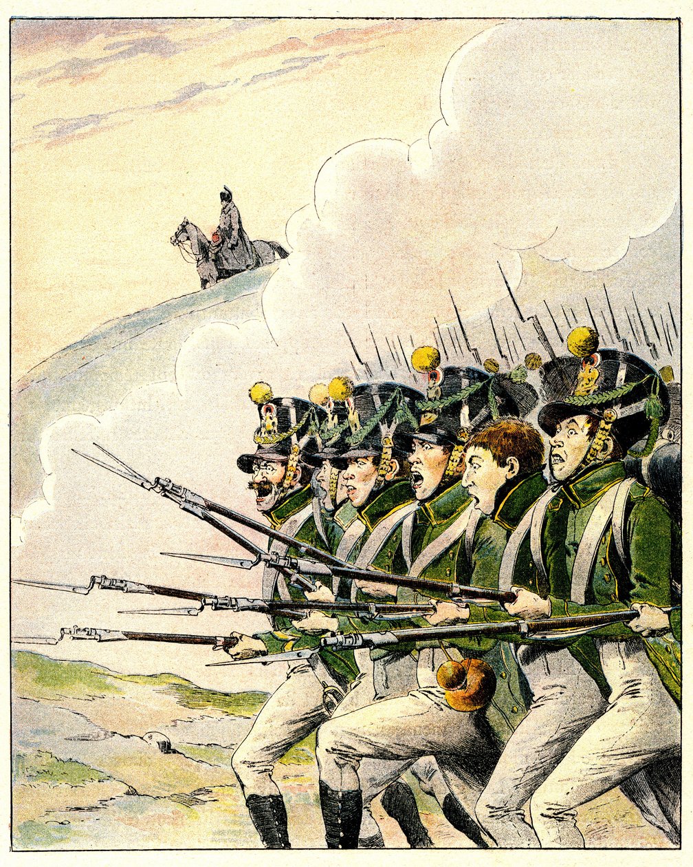Franse soldaten tijdens de Slag bij Waterloo door French School