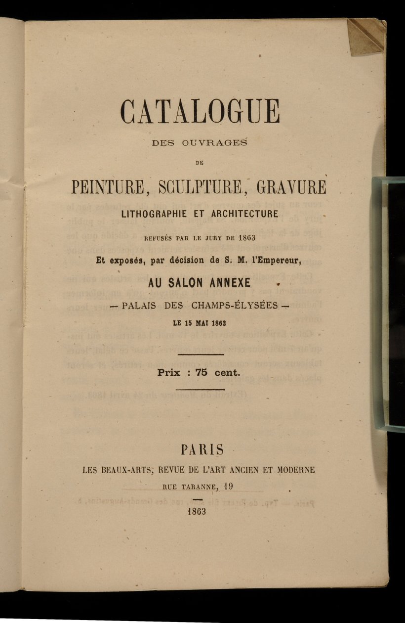 Frontispice voor de catalogus van de Salon des Refusés, 1863 door French School