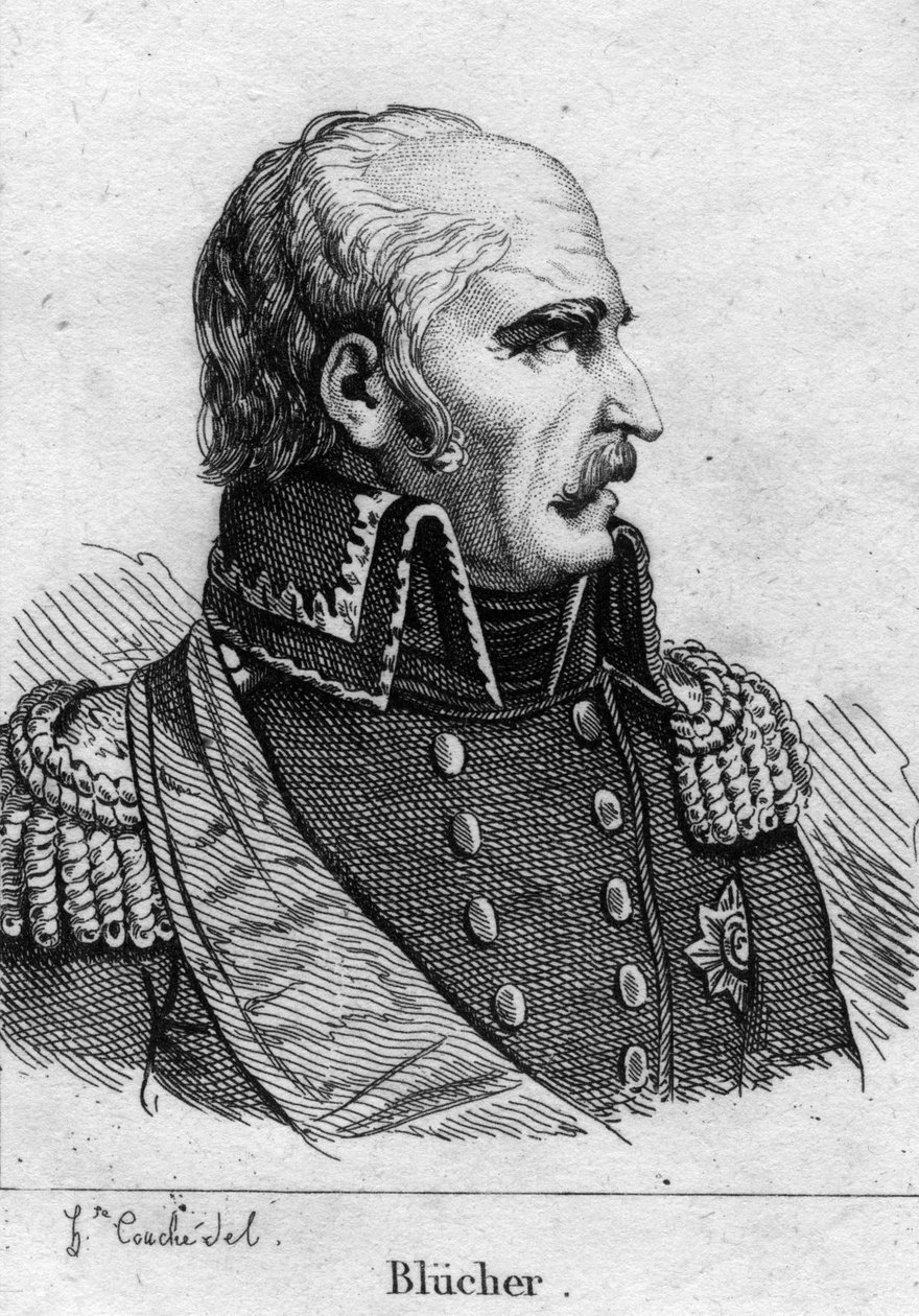 Gebhard Leberecht, Prins Blucher von Wahlstatt (1742-1819), Pruisische maarschalk. Gravure van de 19e eeuw. door French School