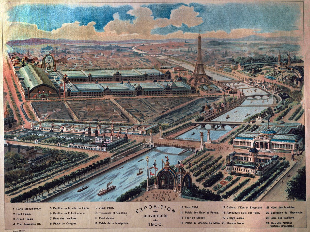 Algemeen overzicht van de Wereldtentoonstelling van Parijs. Gravure uit 1900. Musee Carnavalet. door French School