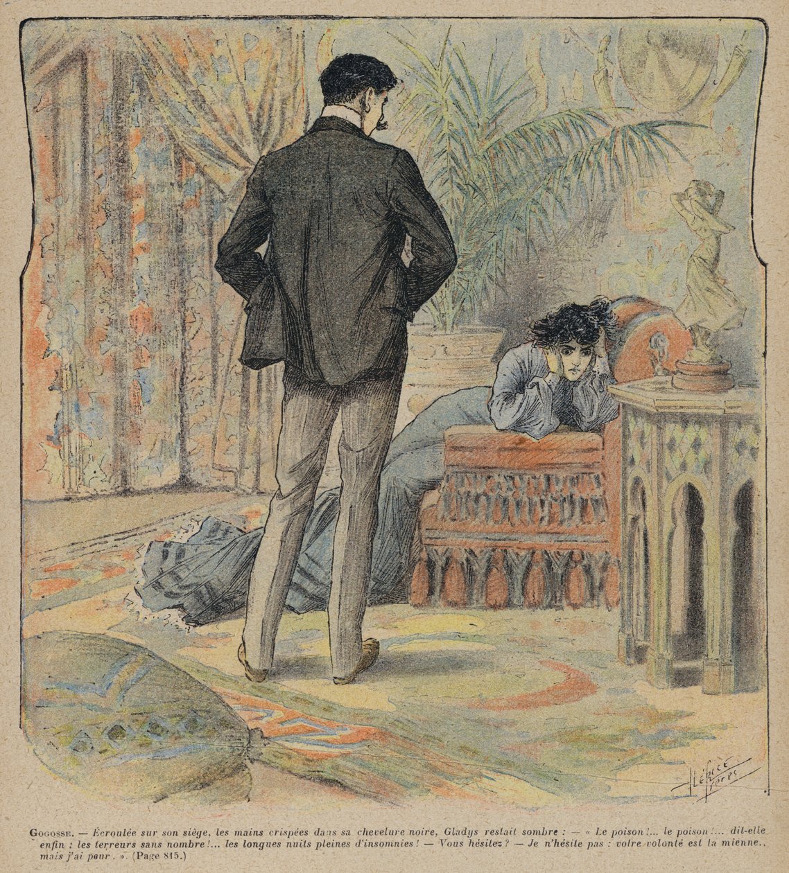 Gogosse door Max Villemer (kleurenlitho) door French School