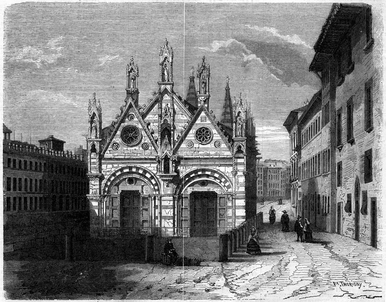 Gotische architectuur: buitenaanzicht van de Kerk van Santa Maria della Spina (13e eeuw-14e eeuw) in Pisa, Italië door French School