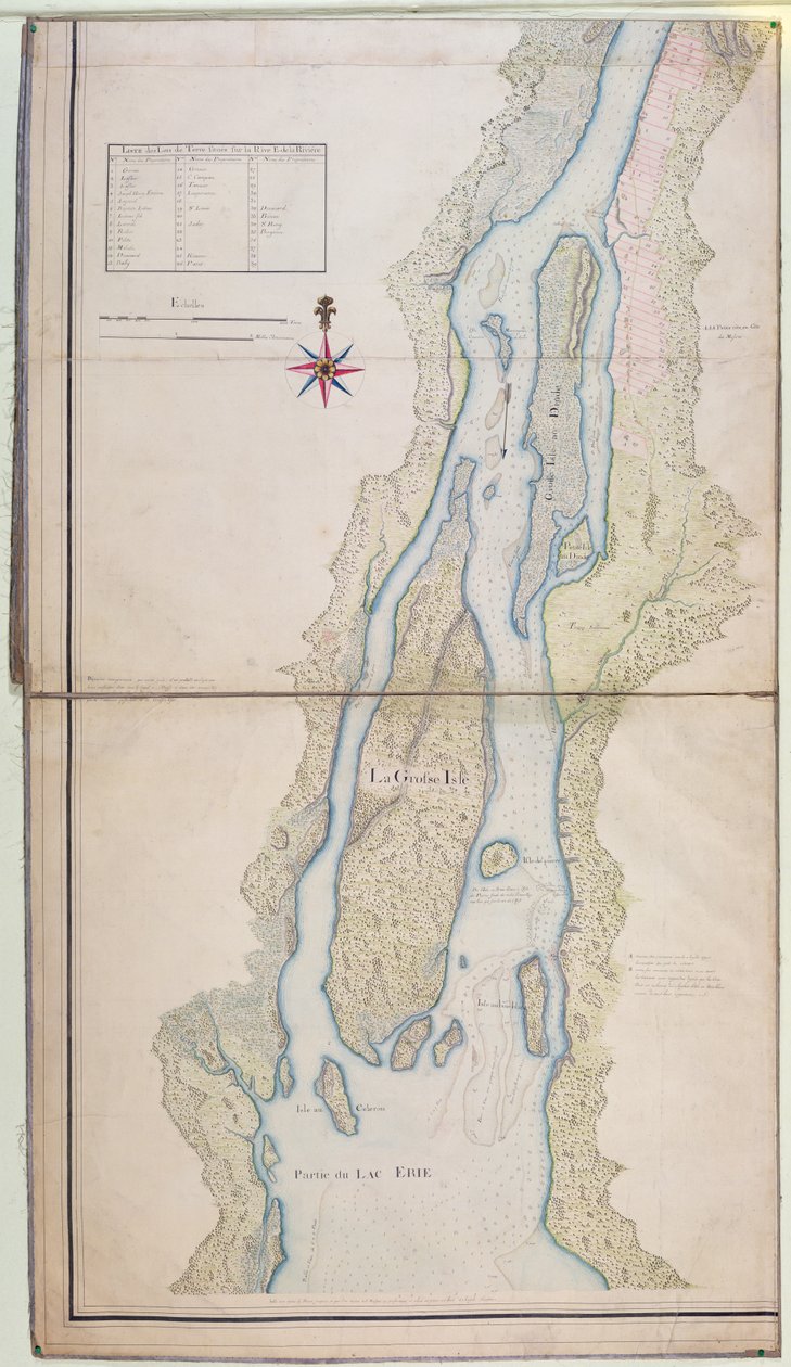 Grosse Isle en een deel van Lake Erie, 1796 door French School