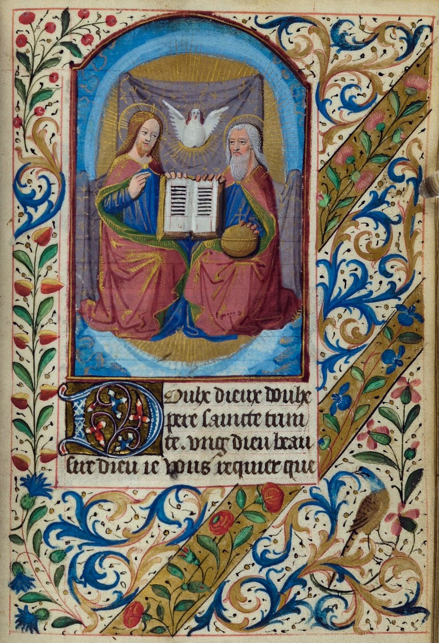 H/L-3-3 fol. 153r Heilige Drie-eenheid, uit Getijdenboek, Gebruik van Parijs, midden 15e eeuw door French School