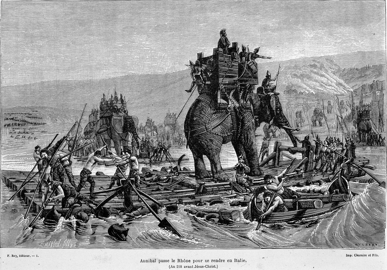 Hannibal steekt de Rhône over naar Italië (jaar 218 v.Chr.) - in 