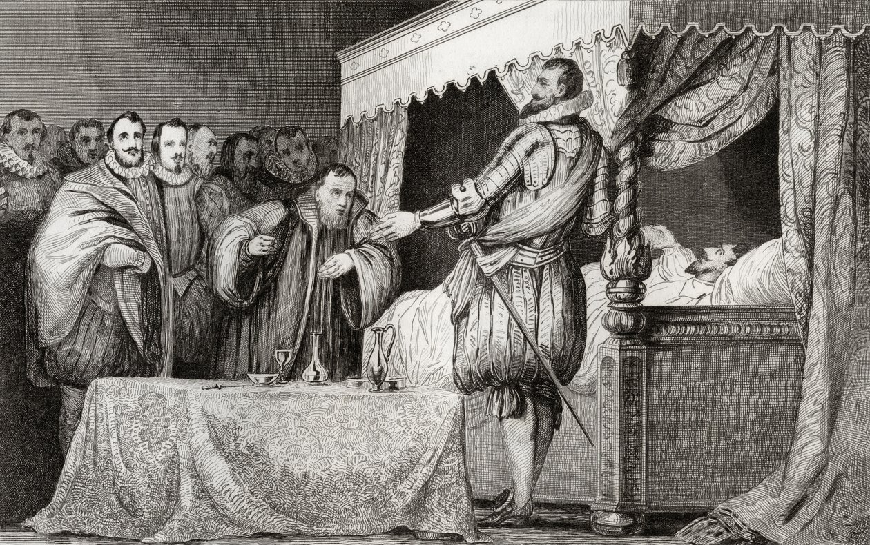 Hendrik III (1551-89) benoemt Bearnais (1553-1610) als zijn opvolger, uit 