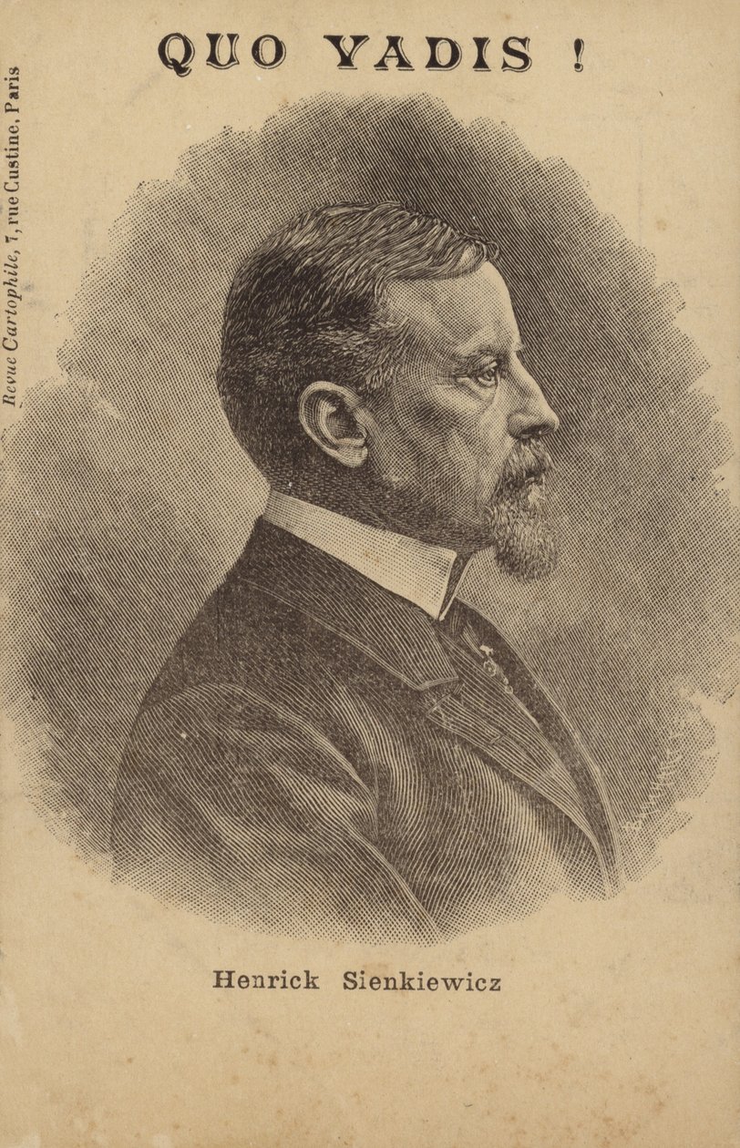 Henryk Sienkiewicz (1846-1916), Pools journalist en romanschrijver (litho) door French School