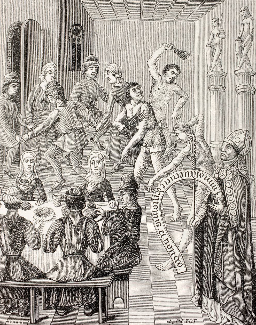 Ketterij van de Flagellanten, c.1880 (litho) door French School