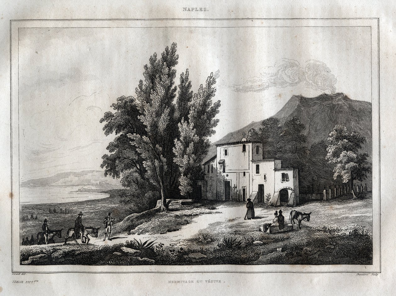 Hermitage van de Vesuvius - ERMITAGE DU VESUVE NAPELS ITALIË - Vesuvio Gravure uit 