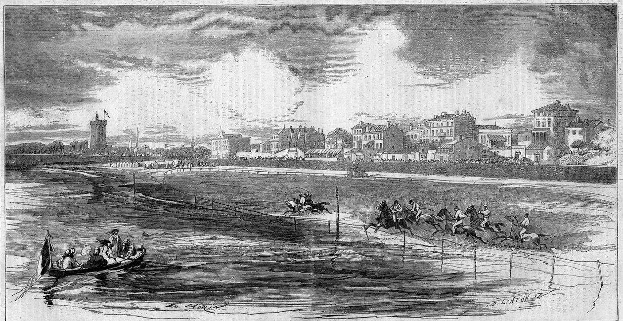 Paardrijden: paardenrace op het strand van Sables d