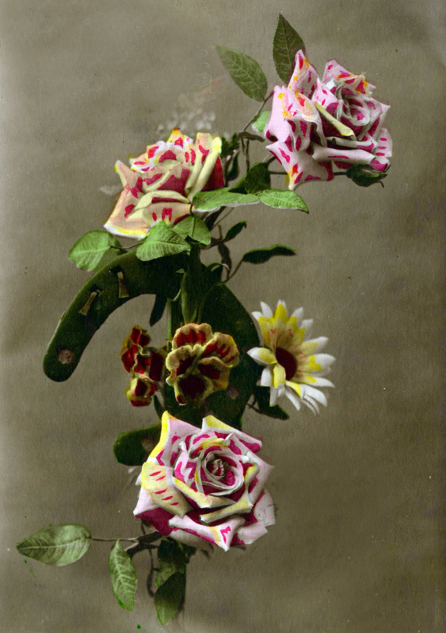 Hoefijzer en bloemen ca. 1898 door French School