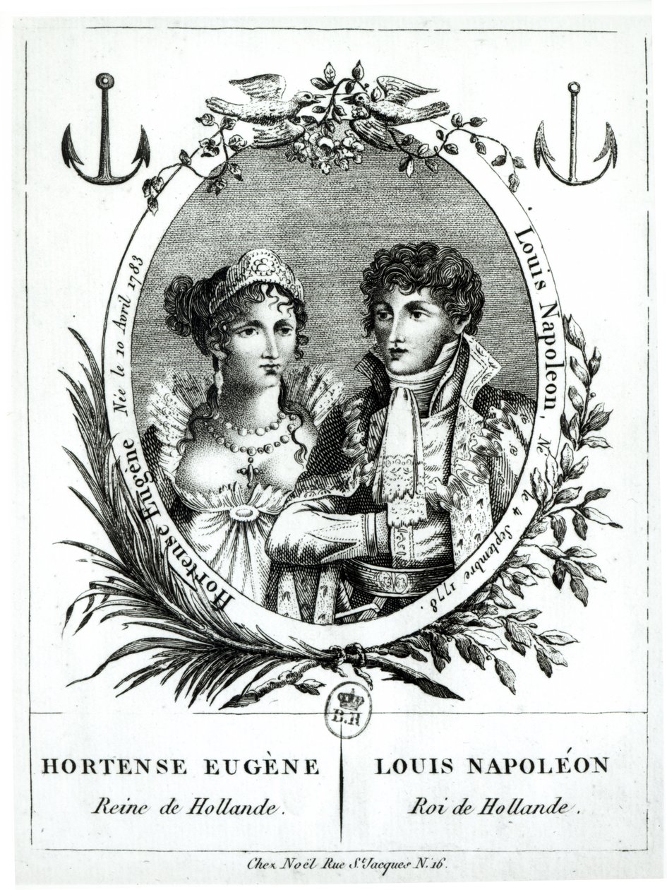 Hortense de Beauharnais (1783-1837) en Louis-Napoleon Bonaparte (1778-1846) door French School