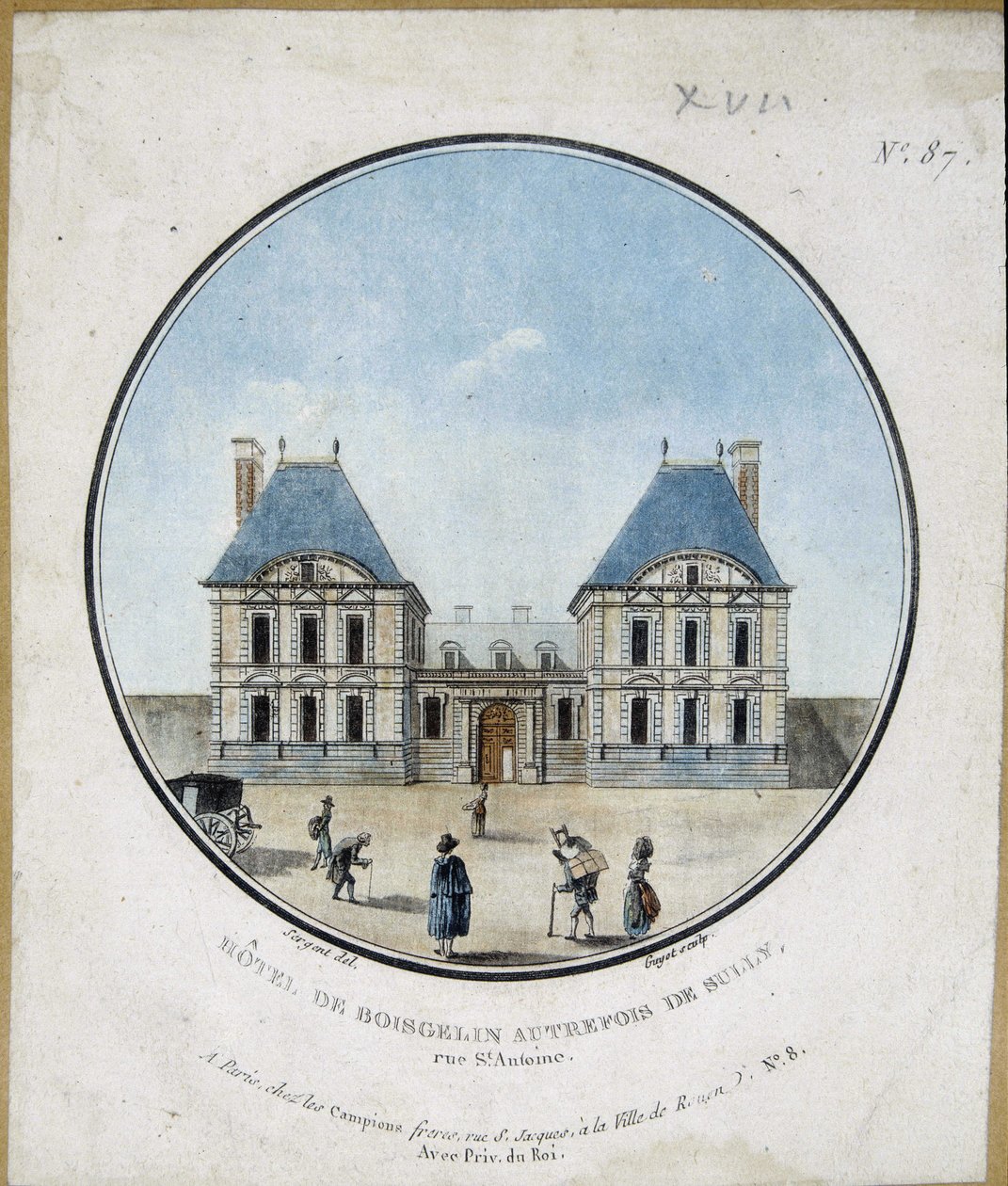 Hotel de Boisgelin, voorheen van Sully - gravure door French School