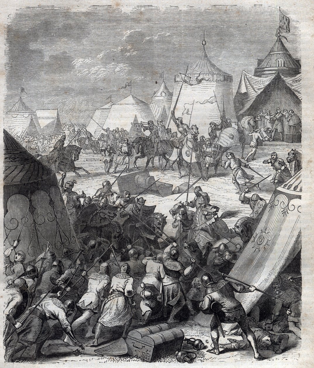 Honderdjarige Oorlog: Slag bij Poitiers (1356). Gravure in 