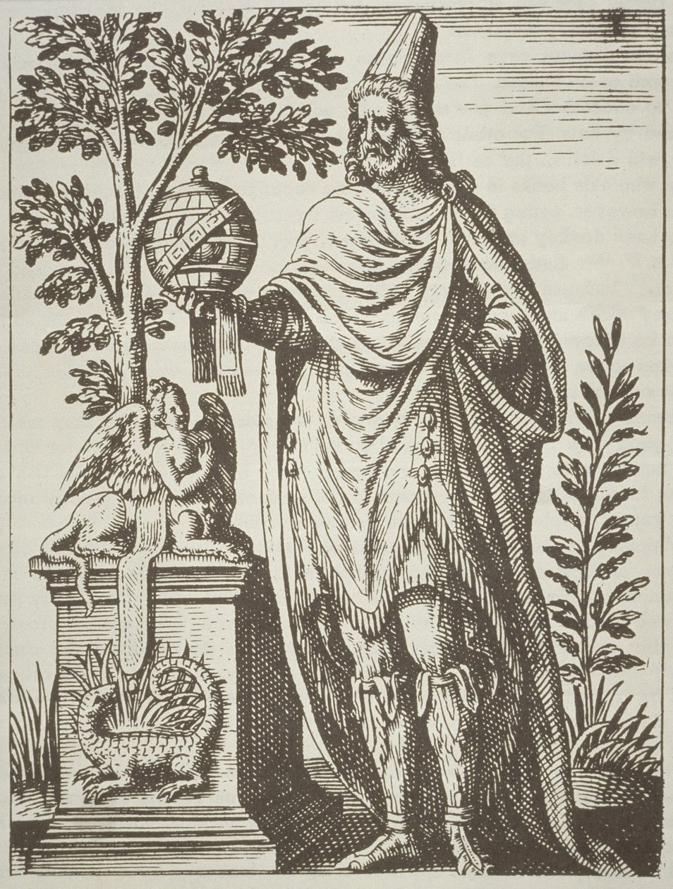 Ideaal portret van Apollonius van Tyana, uit De Divinatione et Magicis Praestigiis door Jean-Jacques Boissard, 1605, gepubliceerd in A History of Magic eind 19e eeuw door French School