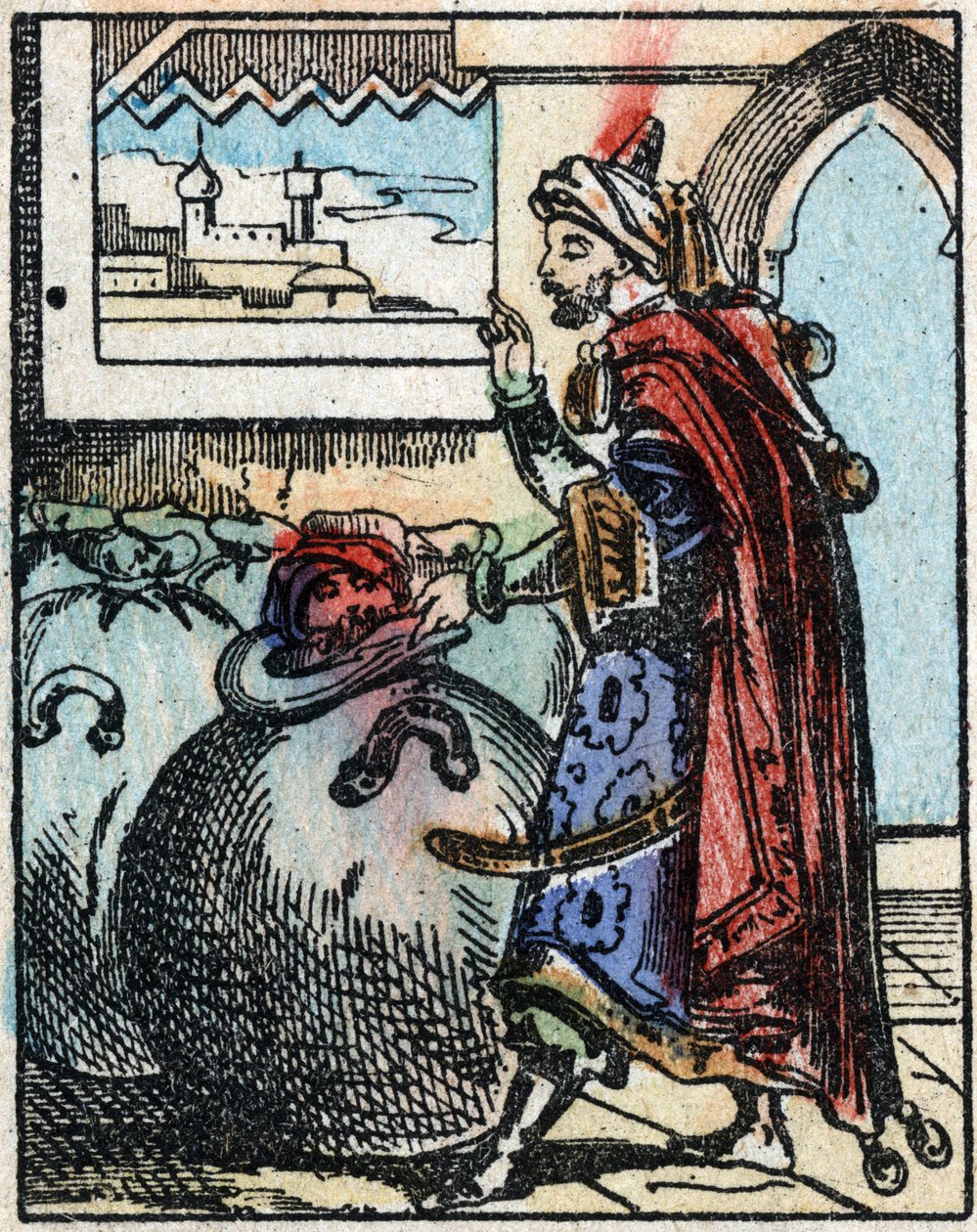 Illustratie voor de verhalen van Duizend-en-een-nacht. Ali-Baba. Houtsnede van Imaging Pellerin - Epinal, sd. Eind 19e eeuw. door French School