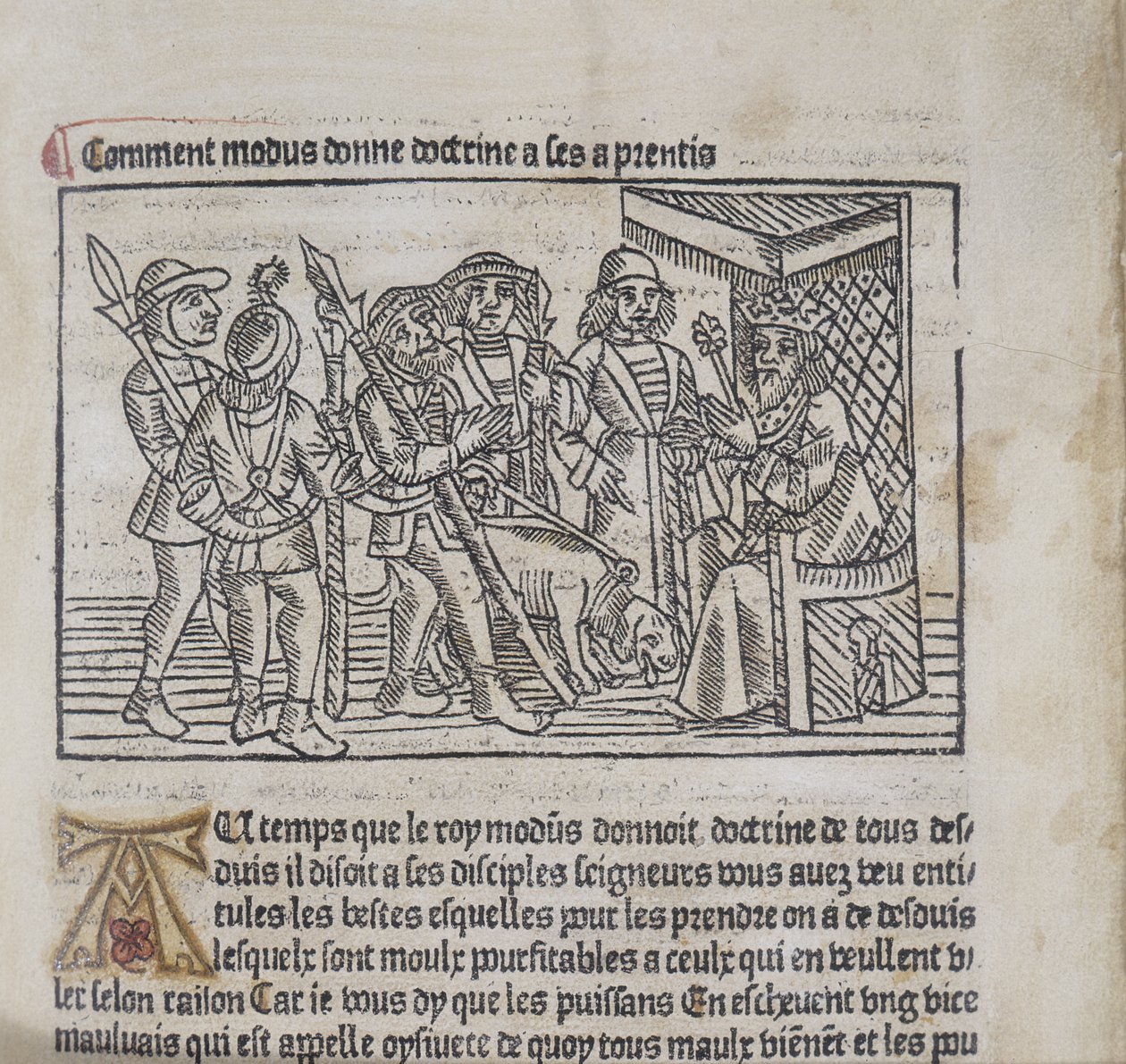 Illustratie uit Le Livre du Roy Modus et de la Reine Racio door Henri Ferrieres, 1486 door French School