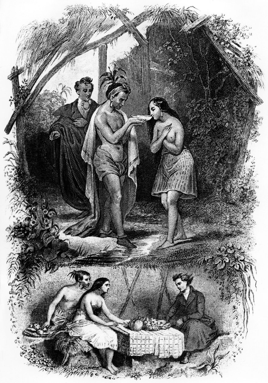Illustratie van de roman "Les Natchez" door Francois Rene de Chateaubriand door French School