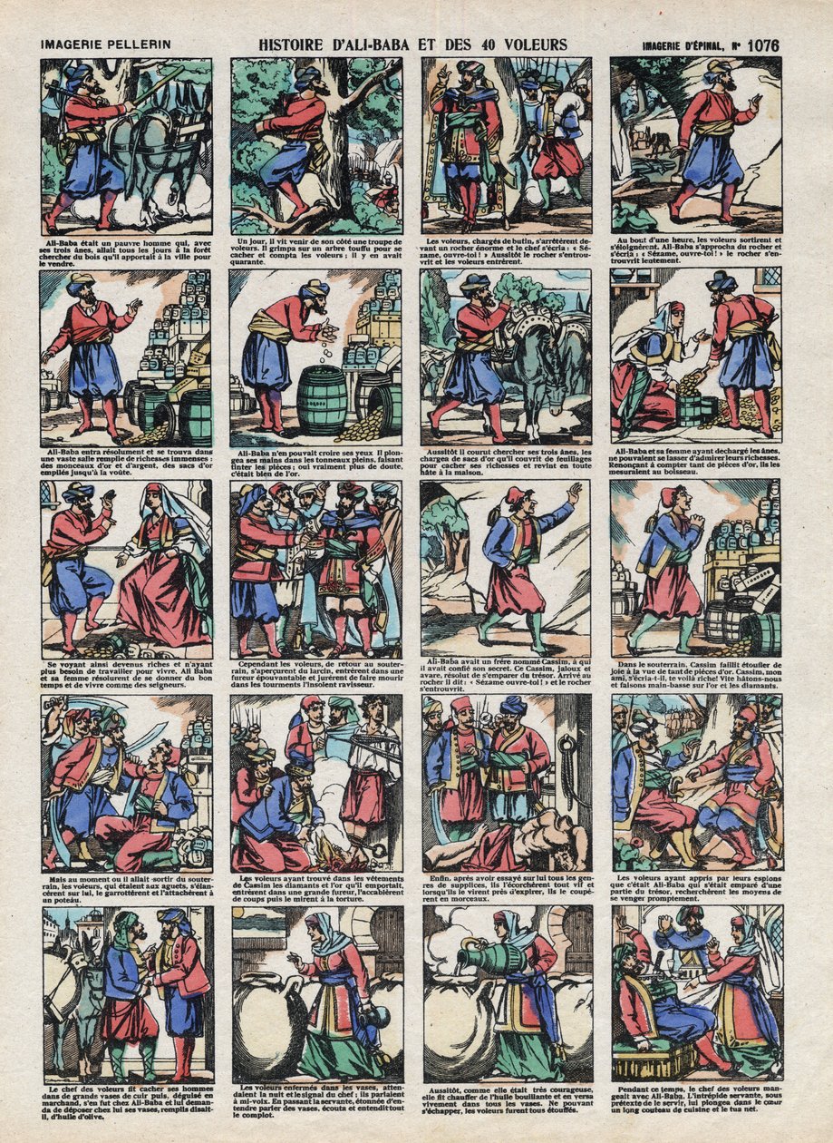 Afbeeldingen van Epinal van Pellerin House - circa 1913 - Illustratie voor de Verhalen van Duizend-en-een-nacht. verhaal van Ali Baba en de 40 rovers door French School