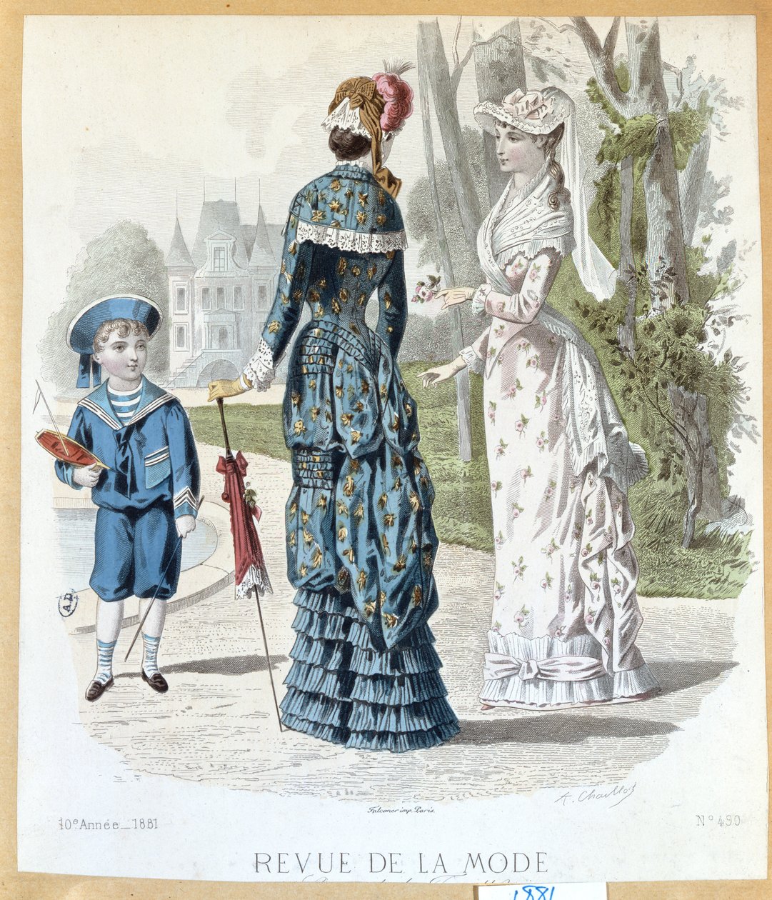 In een park, uit Revue de la Mode, 1881 door French School