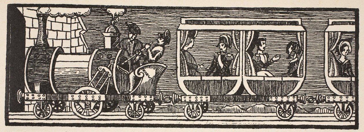 Inhuldiging van de spoorlijn tussen Parijs en Orleans, 3 mei 1843, kopie door Boris Mestchersky (d.1957) illustratie uit Histoire de la Nation Francaise, Sciences, Volumes I & II, door Gabriel Hanotaux (1853-1944), 1924 door French School