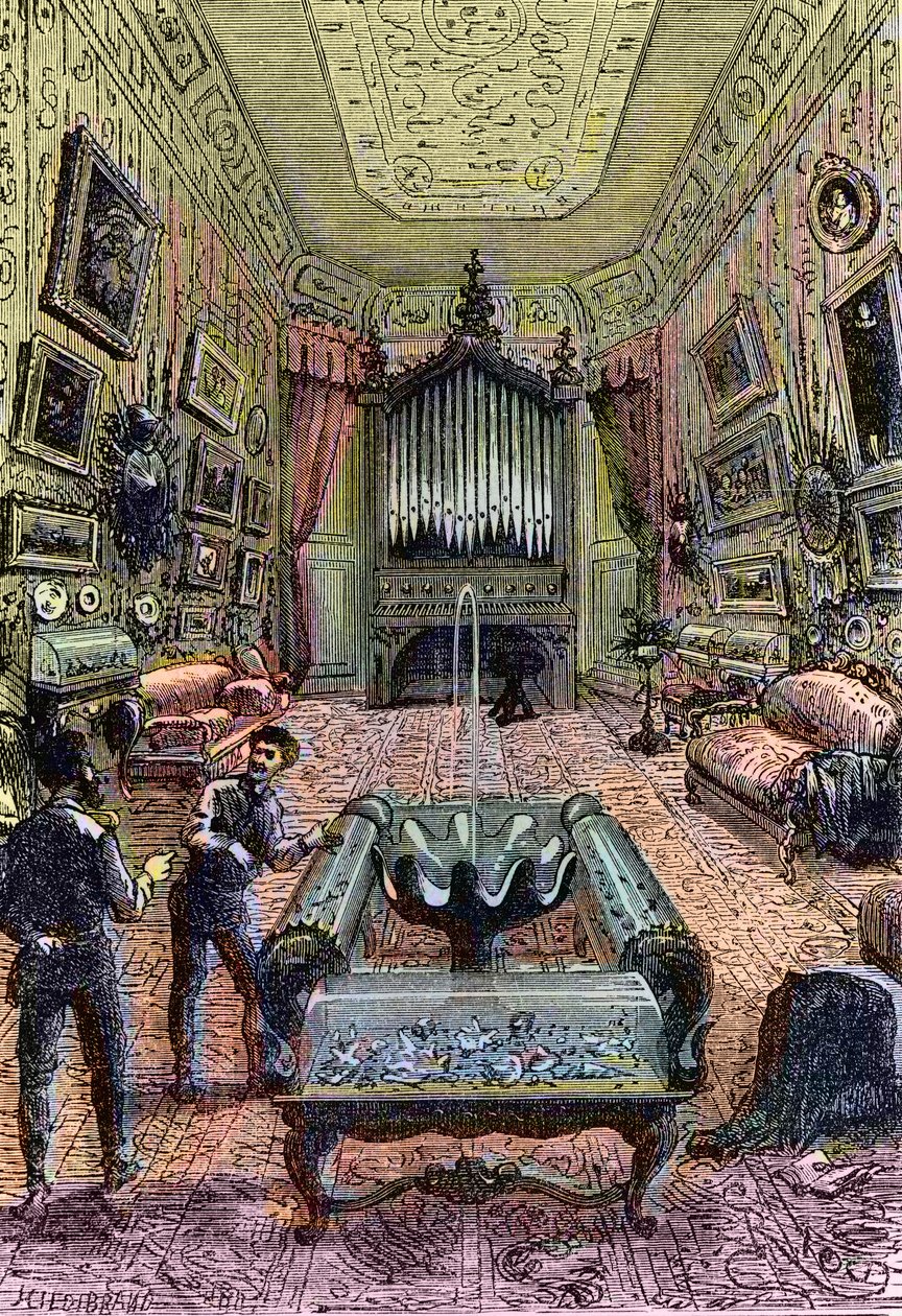 Interieur van de Nautilus, illustratie uit 