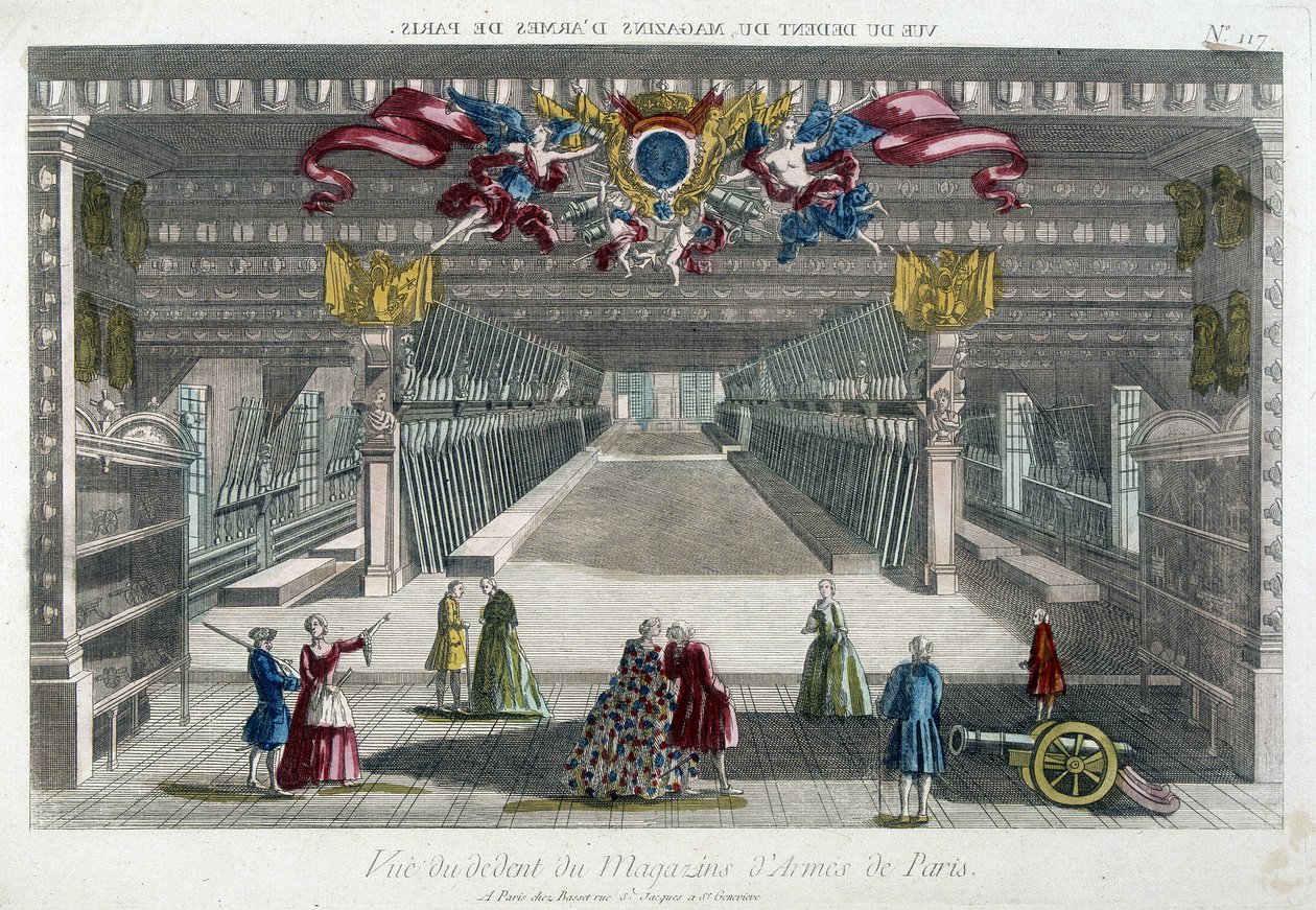 Interieur van de wapenwinkel van Parijs (Arsenal de Paris) door French School