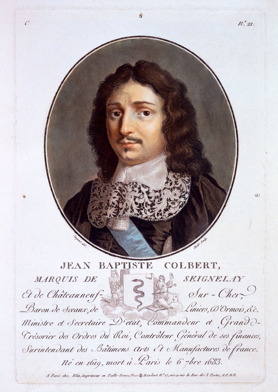 Jean-Baptiste Colbert, Markies van Seignelay, uit Portraits des grands hommes, femmes illustres, et sujets memorables de France, gepubliceerd 1787-92 door French School