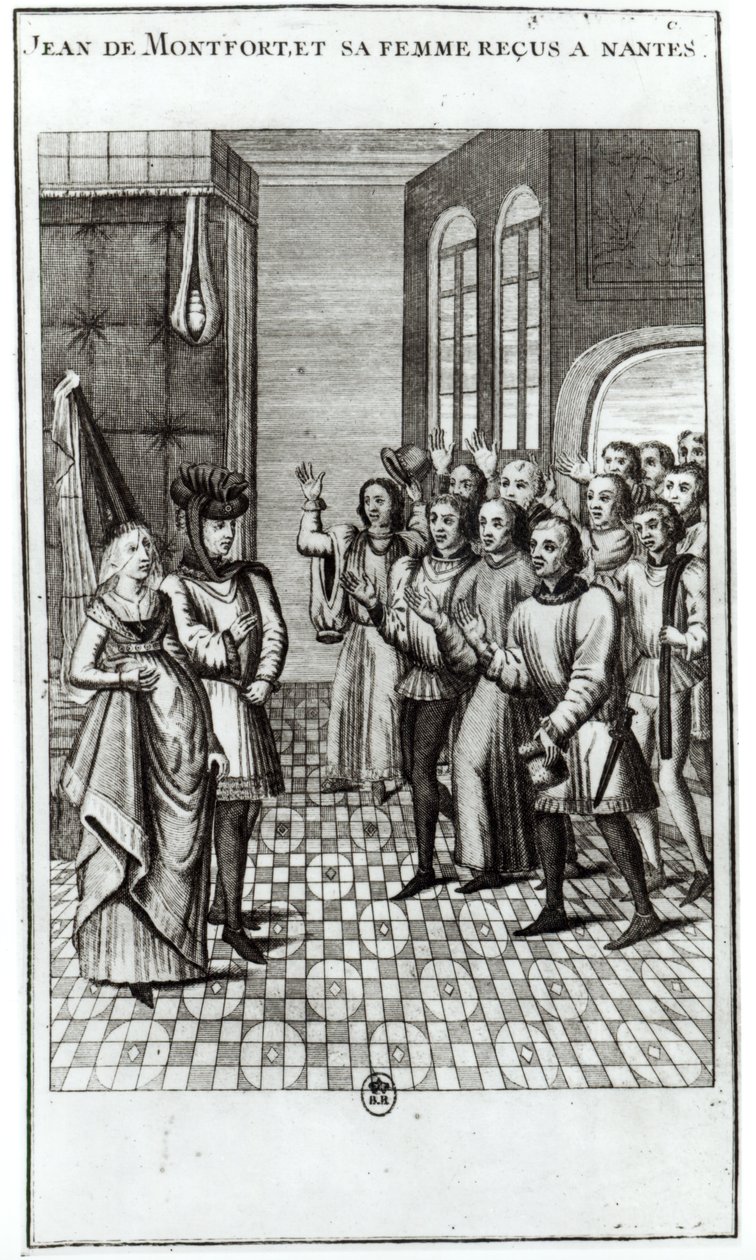 Jean de Bretagne (1293-1345) Graaf van Montfort, en zijn vrouw worden verwelkomd in Nantes door French School